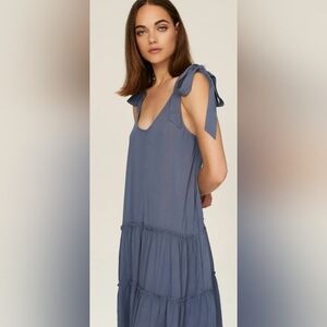 Splendid Tie-Shoulder Blue Mini Dress